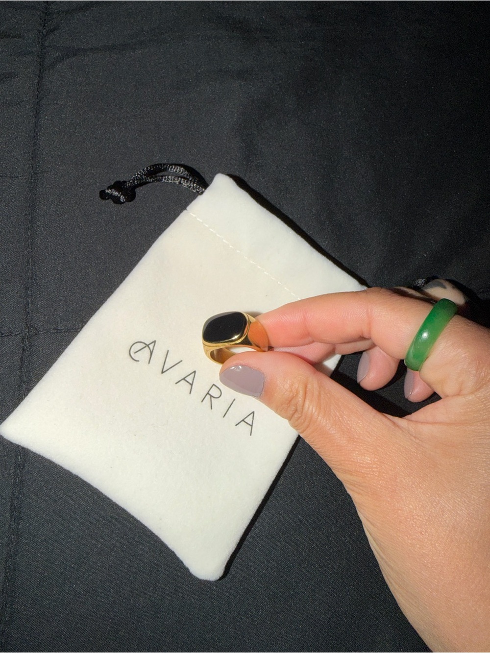 Avaria Gold Signet Ring with Black Onyx